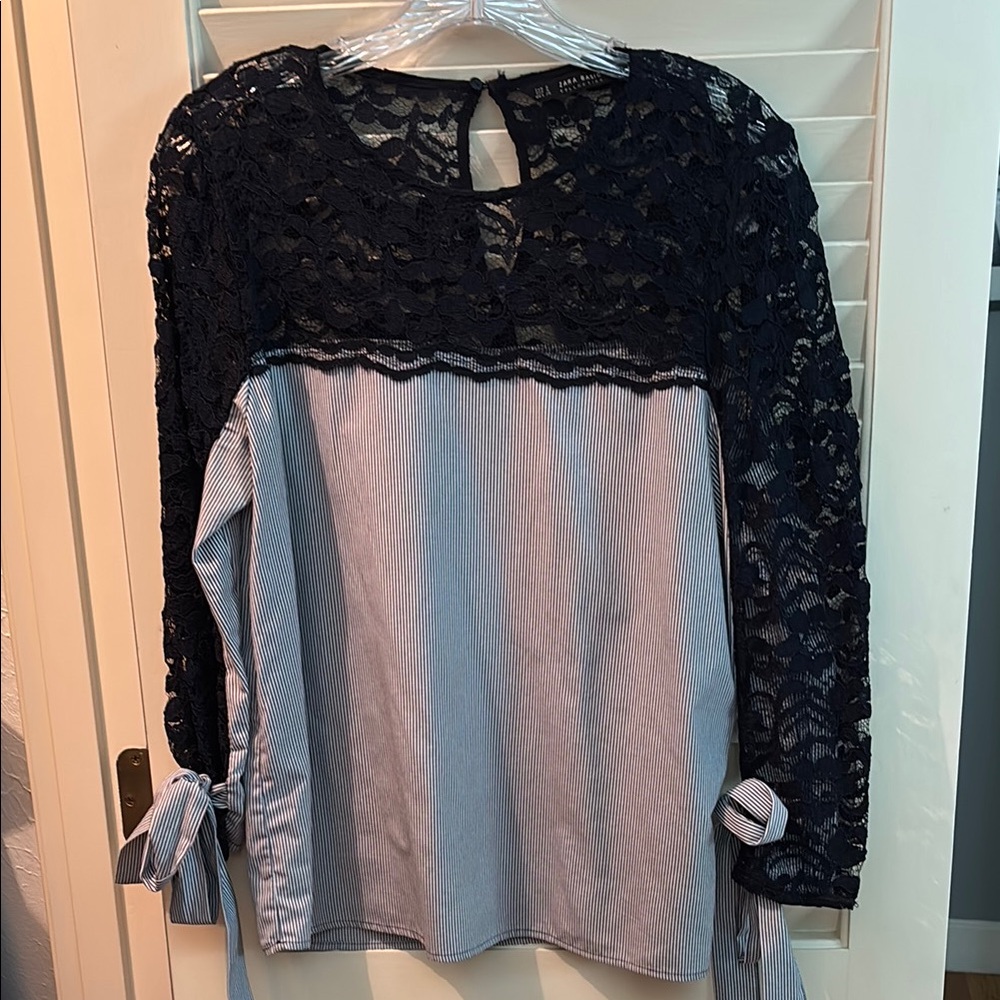 Zara Lace stripe Blouse